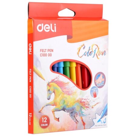 Deli Fibre Tip Pens Feutre 12 1.Colors – washable