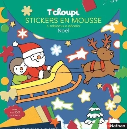 T'choupi stickers en mousse Noël - 4 tableaux à décorer. Avec plus de 150 stickers