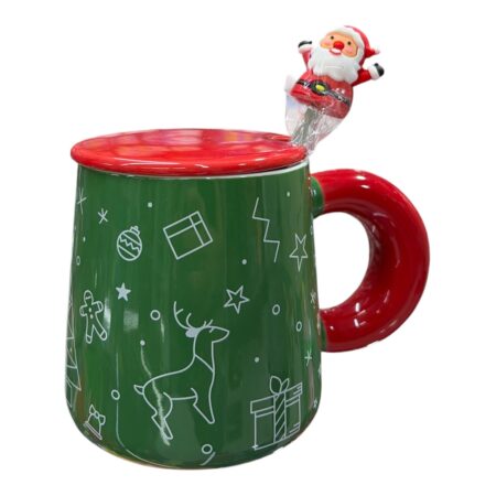 Green Chirstmas Cup with Santa Spoon
